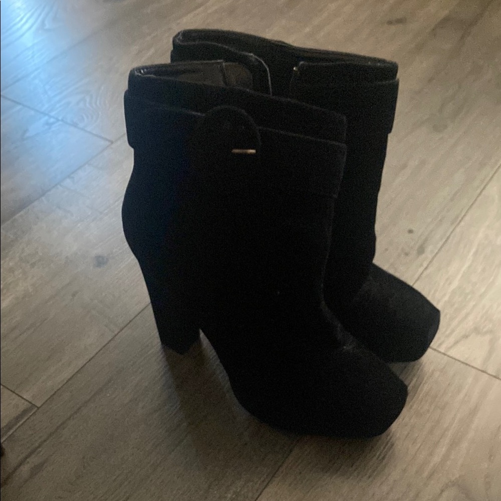Bakers Black Heeled Boots with Chunky Heel